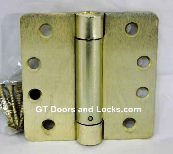Hager Hinge 1754  US3 Bright Brass 4" x 4" Spring Loaded Self Closing 
