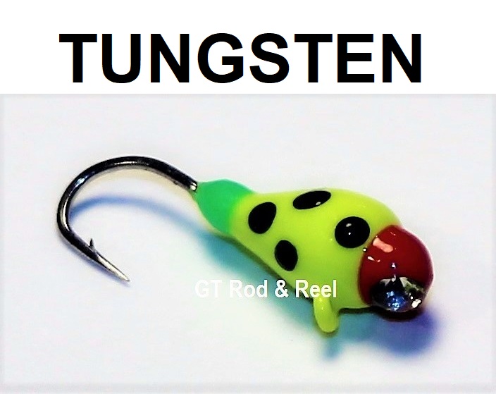 GT Tungsten Ice Fishing Jigs, Tear Drop - Waxxie - Maggot - Leech - Glass Eye - Grub - Body Style