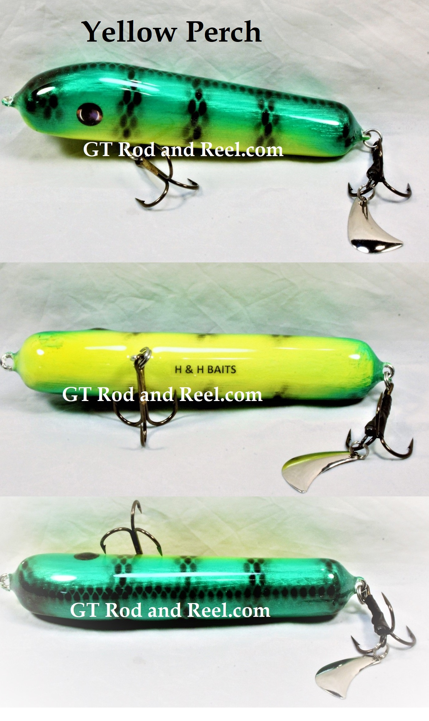 H&H 7 Classic Round Nose Glide Bait, with Stinger Tail, Yellow