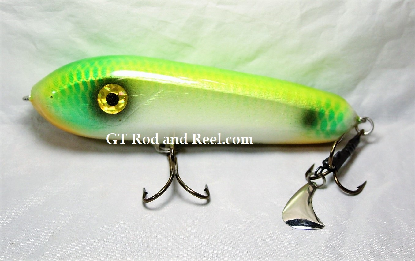 H&H 7 Large Round Nose Glide Bait, With Live Action Tail: Lime ShadNice 2'  Glide, easy to use one pump on the reel gets it going, each lure is tank  tested, and