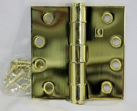 Hager Hinges 1279 NRP 4" x 4" US3 Bright Brass