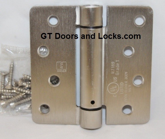 Hager Hinges 1751 1/4" Radius US15 Satin Nickel 4" x 4" 426r r7189 Self Closing Hinge