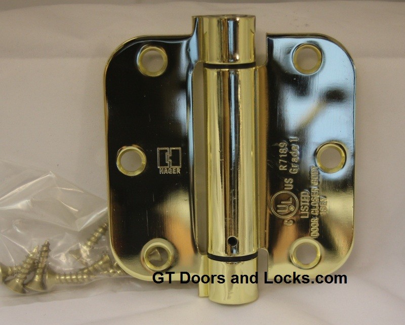 Hager Hinges 1752 5/8" Radius US3 Polished Brass 3.5" x 3.5" r7189 426r Self Closing Hinge