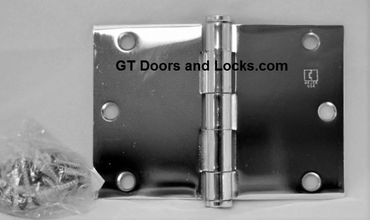 Hager WT1279 Hinge 1 Each 3-1/2" x 5" Square Corner US26 Polished Chrome Hager Wide Throw Hinges 3-4 week lead-time