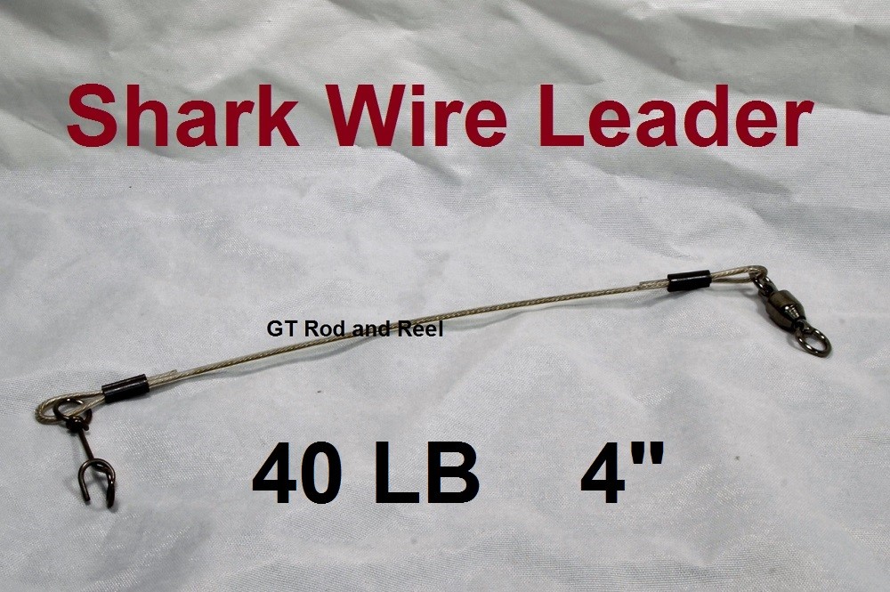 40 LB EZ Clip Shark Wire Leader 7x7 49 Strand Nylon Coated Wire-4" 