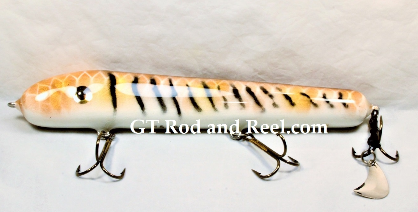 H&H 10" Classic Round Nose Glide Bait, with Stinger Tail, Flesh Tiger
