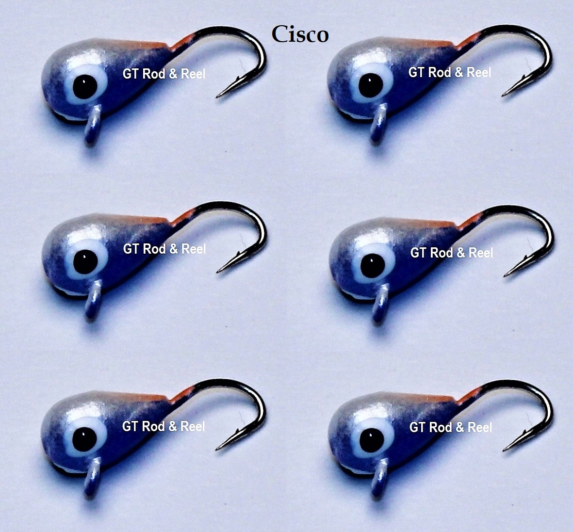 6 each, Group 1, Tungsten Ice Fishing Tear Drop Jig, .09 Gram, #14, Hook, 4.0mm, #62 Cisco