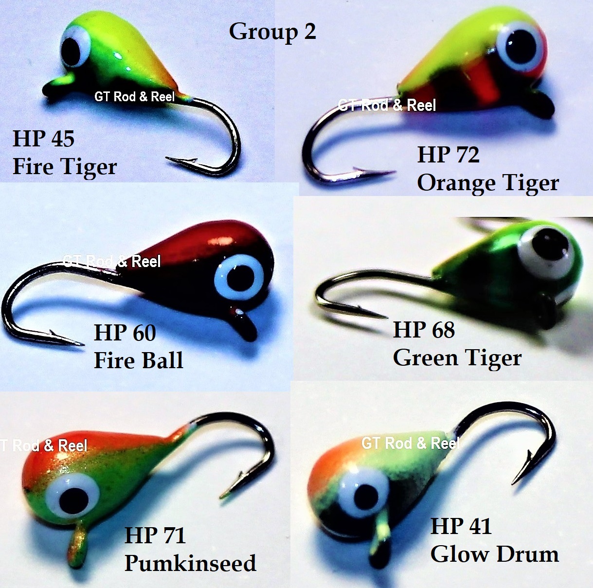6 each, Group 2, Tungsten Ice Fishing Tear Drop Jig, .09 Gram, #14, Hook, 4.0mm, Multi Color