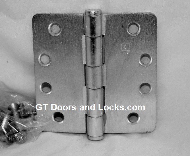 Hager RC1279 Hinge 1 Each 4" x 4" 1/4" Radius Hinges US26d Satin Chrome