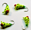 #807-4 ea Tungsten Ice Fishing Wax Worm Jig 1.7 Gram #14 Hook Glowing Yellow Lady Bug