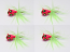 #911-f 4 each Tungsten Ice Fishing Tear Drop Jig 1.85 Gram #12 Hook w/Feather Glowing Pink Parrot