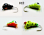 #812-4 Tungsten Ice Fishing Wax Worm Jig 1.7 Gram #14 Hook Glowing Yellow Lady Bug-Fire Tiger-Glow Plug-Midnight Red Eye