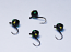 #301, 4 each Tungsten Ice Fishing Ball Jig, 1.15 Gram, #14, Hook, 5.0mm, Glowing Black Bug