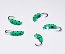 763, 5 each Tungsten Ice Fishing, Glass Eye Maggot Jig, 0.8 Gram, #12 Hook, 3.5mm, Glowing Green Lady Bug