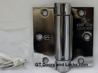 Hager Hinges 1250 Square Corner US26 Polished Chrome 3.5 x 3.5 Self Closing Hinge 