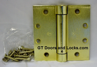 Hager Hinges 1250 Square Corner US4 Satin Brass 4.5 x 4.5 Self Closing Hinge