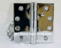 Hager Hinge 1279 4" x 4" Square Corner Hinges Bright Chrome US26