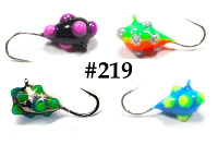 #219, 4 Tungsten Ice Fishing Pimple Poppers Jig, 1.0 Gram, #14, Hook, 4.0mm, Purple Pink Pimple--Marine Pimple--Green Tungsten Pimple--Cosmic Zit