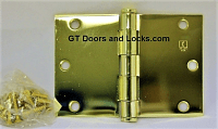 Hager WTBB1279 Hinge 1 Each 3-1/2" x 5" Square Corner Hager Wide Throw Hinges Ball Bearing US3 Polished Brass 
