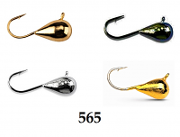 #565, Tungsten Ice Fishing Tear Drop Jig, 1.1 Gram, #14, Hook, 4.0mm, Black Nickel-Copper-Silver-Gold