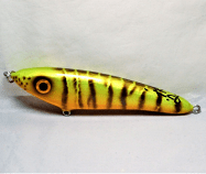 Hughes River Musky 6" Slim Shaker Bait Color; Johnny's Lime Parrot