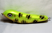 Hughes River Musky 7" Jumpin Jim Bullfrog Color: Pearl Lime Frog