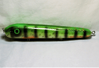 Hughes River Musky Baits, 8" Hughey, Color; Green Laser Perch