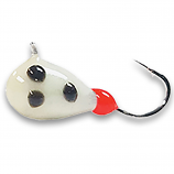 #401, 4 each Tungsten Ice Fishing Tear Drop Jig, 1 Gram, #14 Hook, 4.0mm size, White Glow Spot