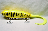 H&H 6" Drop Belly Glide Bait with Soft Tail: Black Yellow Tiger YT