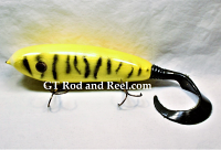 H&H 6" Drop Belly Glide Bait with Soft Tail: Black Yellow Tiger BT