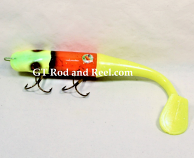 DODO 9" (incl tail) 3.5" Solid Bait, Lamprey Paddle Tail 2 oz.; Limon Head Snapper