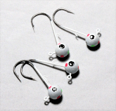 #104, 4 each Tungsten Walleye, & Perch Jig, Multi Size, Glowing Wonder Bread