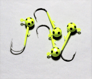 #143, 4 each Tungsten Walleye, & Perch Jig, 1/4 oz. #1/0 Hook, Fluorescent Spot