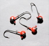 #161, 4 each Tungsten Walleye, & Perch Jig, 1/8 oz. #2 Hook, Glowing Ruby 