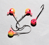 #200, 4 each Tungsten Walleye, & Perch Jig, 1/16 oz, #4 Hook, Mellon Ball