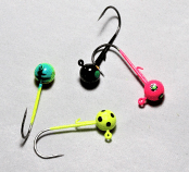 #602, 4 each Tungsten Walleye, & Perch Jig, 3/16 oz, #1 Hook, Multi Color