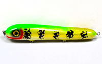 Hughes River Musky Baits, 8" Hughey, Color; Stippled Neon Green Perch