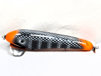 Hughes River Musky 8" SpeedWaker Top Water Bait, Color: Fluorescent Orange Wrapped Belly Black and Silver Perch