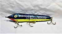 Muskie Safari Mr. Automatic 8" Count-Down Glide Bait Sapphire Shade X Chartreuse