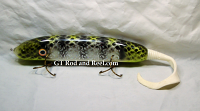 H&H 8" Slim Sucker Glide Bait with Soft Tail, Lime Halo Carp