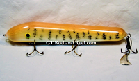 H&H 10" Classic Round Nose Glide Bait, with Stinger Tail, Copper Musky