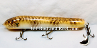 H&H 10" Classic Round Nose Glide Bait, with Stinger Tail, Brown Ghost Walleye