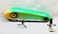 H&H 7" JC Round Nose Glide Bait with Stinger Tail, Green Shad