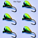6 each, Group 2, Tungsten Ice Fishing Tear Drop Jig, .09 Gram, #14, Hook, 4.0mm, #45 Fire Tiger