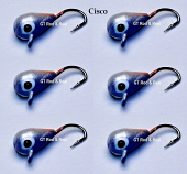 6 each, Group 1, Tungsten Ice Fishing Tear Drop Jig, .09 Gram, #14, Hook, 4.0mm, #62 Cisco