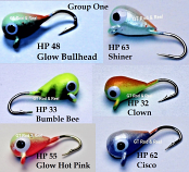 6 each, Group 1, Tungsten Ice Fishing Tear Drop Jig, .09 Gram, #14, Hook, 4.0mm, Multi Color
