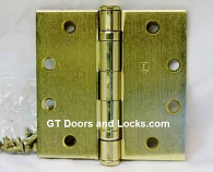 Hager Hinge BB1191 NRP Full Mortise Ball Bearing Hinge 4 1/2" x 4 1/2" Non Removable Pin US4 Satin Brass