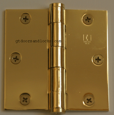 Hager Hinge 1191 Full Mortise Hinge 3.5" x 3.5" Solid Brass US3 Polished Brass