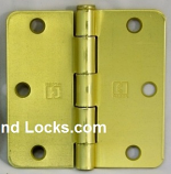 Hager Hinges RC1741 3.5" x 3.5" US4 Satin Brass 1/4" Radius Hinge