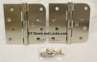 Hager Hinges RC1847-1848 5/8 Radius x Square Corner 4" x 4" US15 Satin Nickel 2 Each Hinges